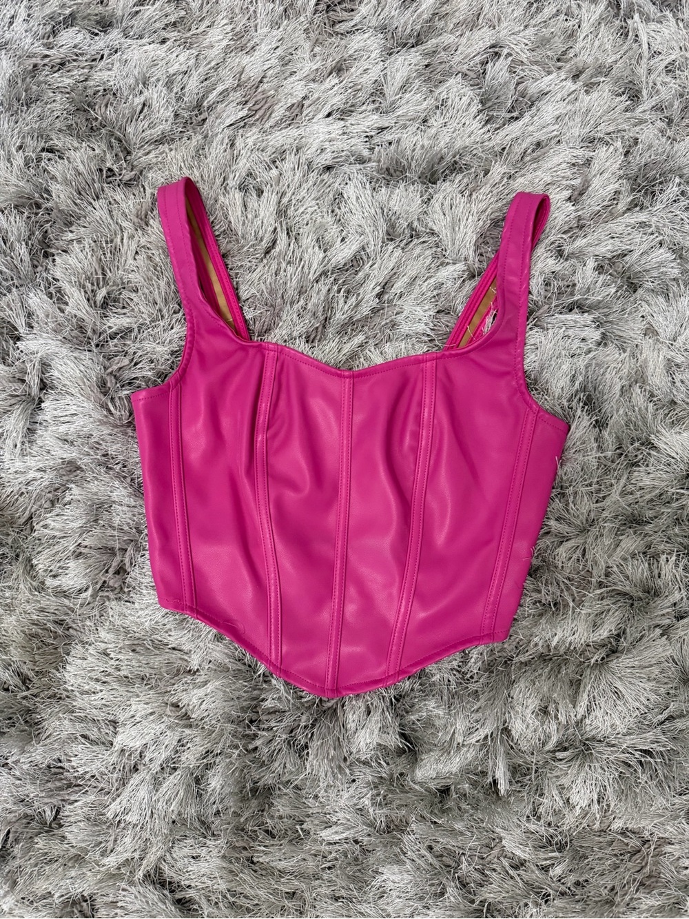 Sincerely Jules Hot Pink Faux-Leather Corset Tank
